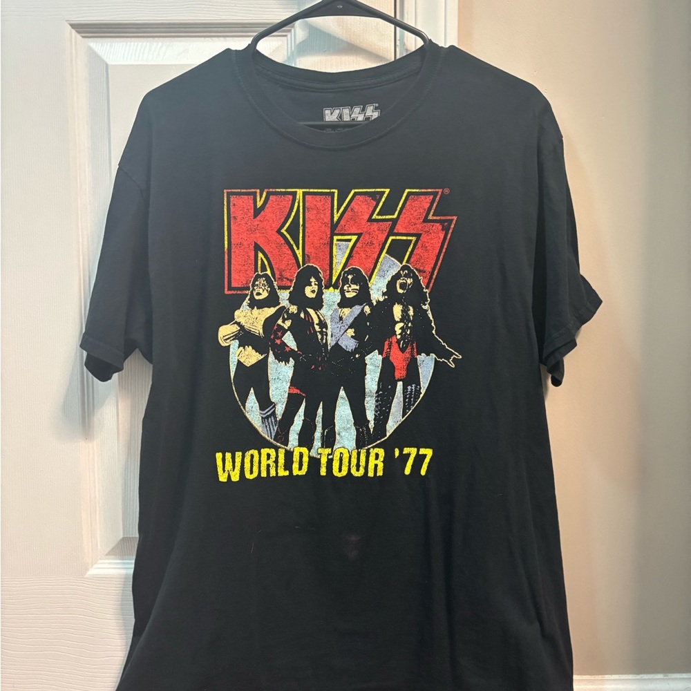 KISS Mens Large Black World Tour '77 T-Shirt